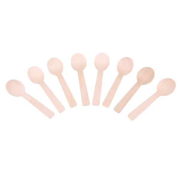 

100pcs disposable wooden spoon mini ice cream spoon wood western dessert scoop wedding party tableware kitchen accessories