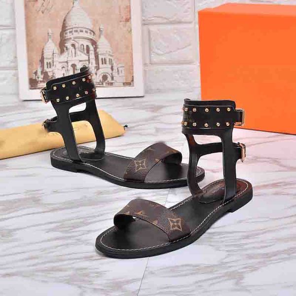 

2019 flower women popular leather sandal striking gladiator style designer leather outsole perfect flat canvas sandal, Black