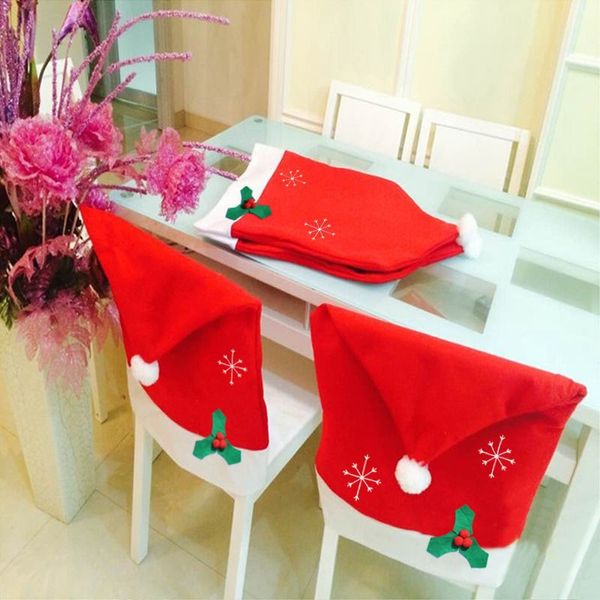 

1 pcschristmas chair cover non-woven fabric snowflakes chair case l restaurant chairs cover party deoration