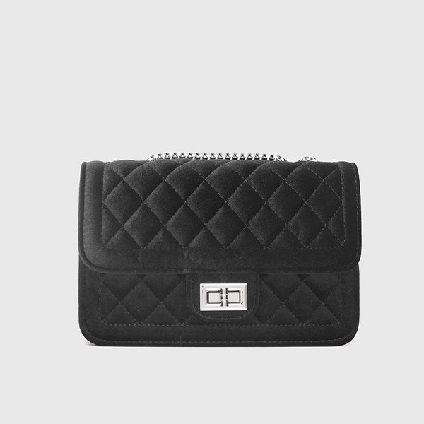 

new 2019 women's bag velvet ringer embroidery single-shoulder bag chain women's single-shoulder cross-body small square