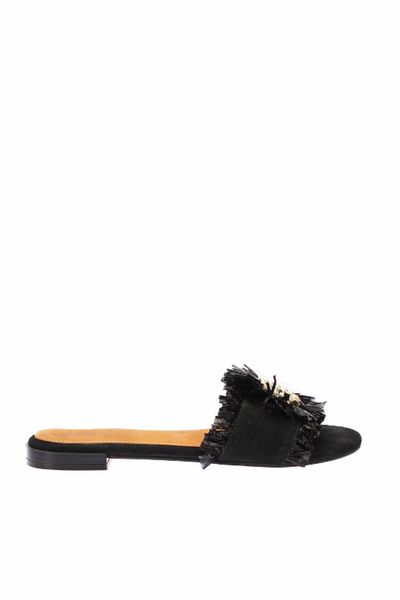 

pearl genuine leather black women 's sandals 120130005447