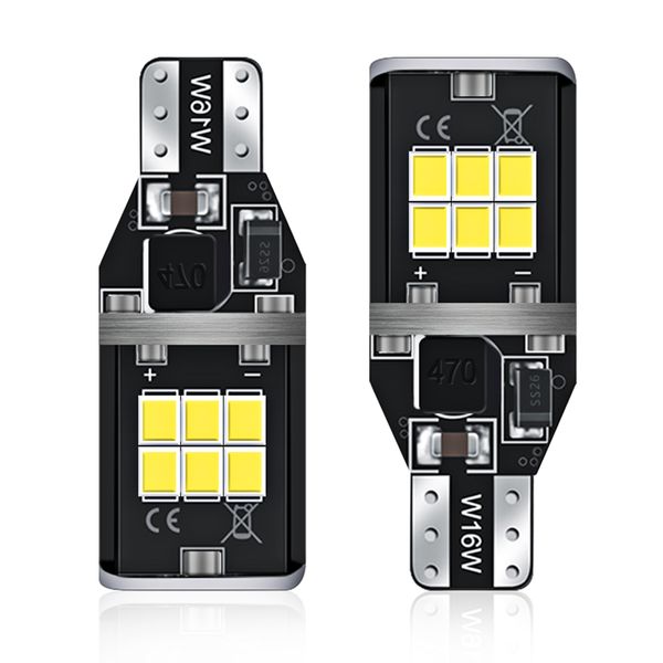 

2pcs car canbus t15 led reverse lights w16w 921 912 bulb back up lamp for car auto exterior light super bright 6w 12v white