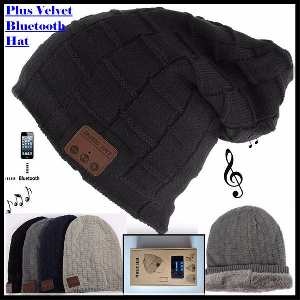 

беспроводная связь bluetooth v4.2 beanie вязаная plus velvet winter plaid hat гарнитуры динамик микрофон ручной бесплатно музыка mp3 магия п, Blue;gray