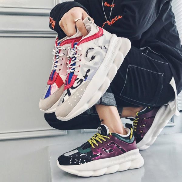 

2019 new chain reaction men women de igner hoe potted multi color rubber uede fa hion trainer neaker ca ual hoe 13 ver ace 5 11