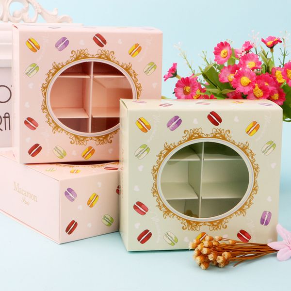 

5pcs opening window macaron nougat small cake packing boxes diy baking decor