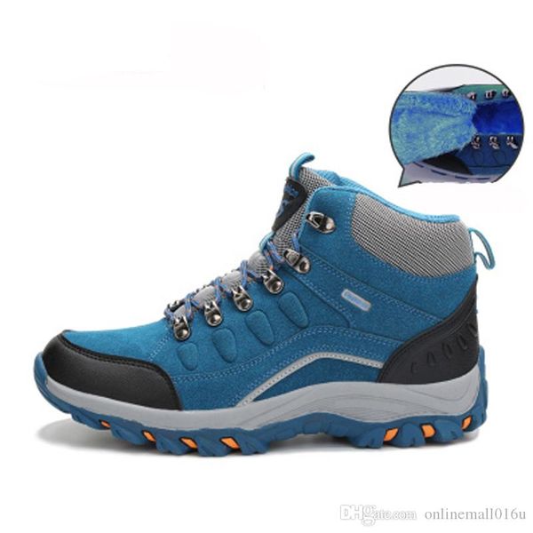 

зима мужчины снег сапоги водонепроницаемая кожа плюша теплый узелок сапоги высокий верх ботильоны мужские произведения повседневная обувь, Black