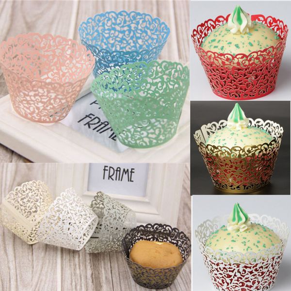 

50pcs filigree vine laser cut cupcake wrappers lace case wedding birthday party cake tools