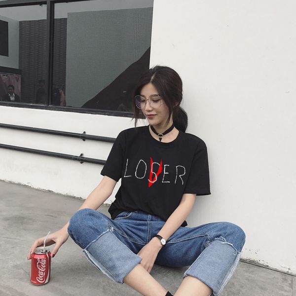 

womens designer t shirts womens designer tshirt movie losers club t shirt women casual short sleeve lover it vogue t shirt harajuku, White