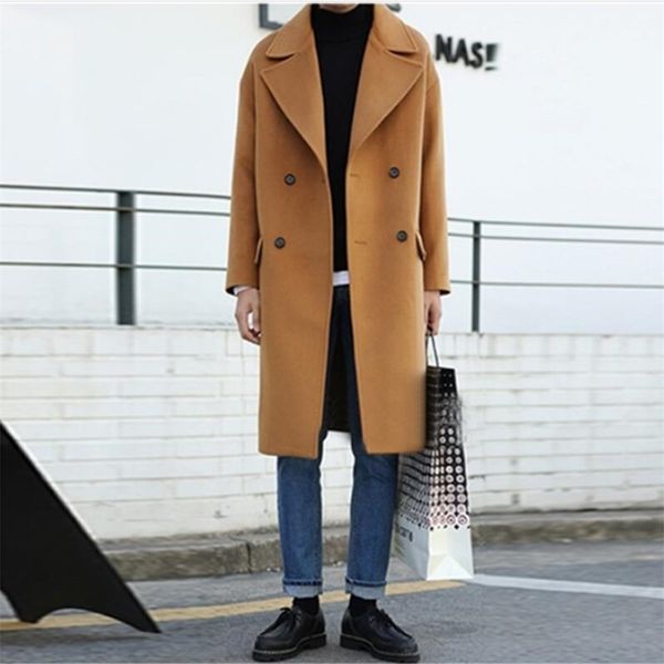 

2019 new men autumn winter trench coat men casual jacket pluse size loose fashion brand clothing men's jackets for male t0053, Black