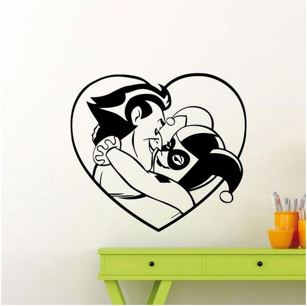 Superhero Joker Harley Quinn Dc Comic Wall Sticker Vinyl Home Decor Interior Murals Heart Love Kiss Kids Room Art Decals Wall Decals For Kids Rooms