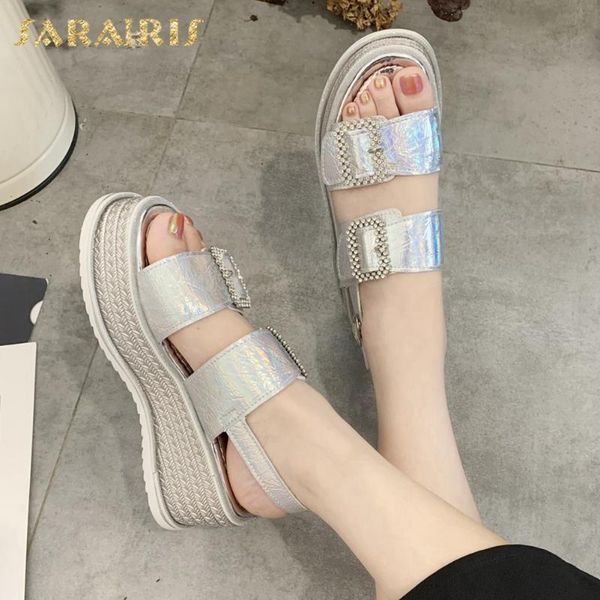 

sarairis 2020 new arrivals fashion shoes woman sandals female wedge heels buckle strap platform ins dropship sandals women, Black