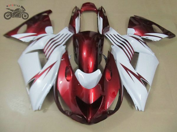 Injecção Kit de feiras chinesas para Kawasaki Ninja ZX-14 2006 2007 2008 ZX14R 06 07 08 ZX-14R Vermelho Branco Motocicleta ABS Fairing Peças