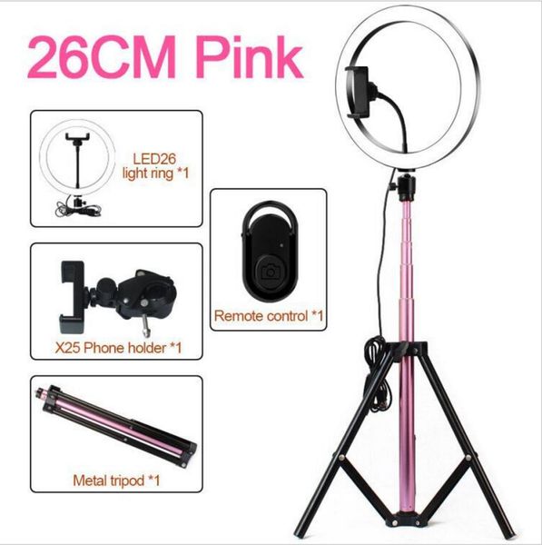 

Ring Light with Selfie Tripod Stand & Cellphone Holder for Video Makeup,Camera Photography,10inch Led Lamp Ringlight for Recording,pink
