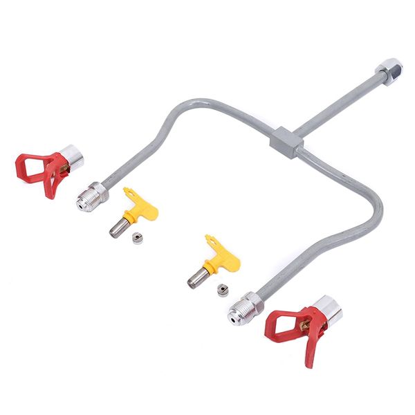

mayitr professional airless paint spray extension pole double nozzle head+tips guard powerful painting tool new