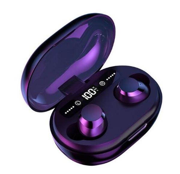 

led display 3000ma power bank wireless bluetooth earphone 5.0 waterproof headphones 9d stereo bass mini earbuds with dual mic