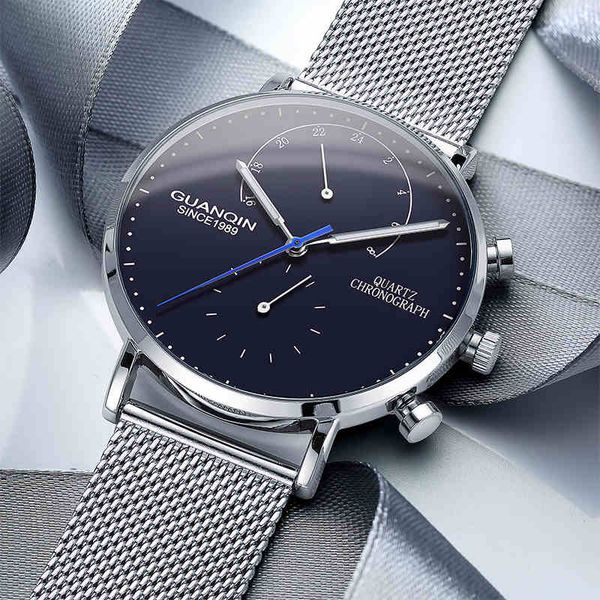 

relogio masculino guanqin 2018 luxury fashion casual watches brand ultrathin quartz watch men watches satch hd luminous, Slivery;brown