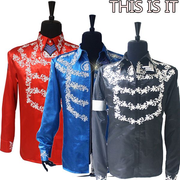 

rare fashion mj michael jackson us england this is it handmade 100% crystal on silver printing shirt jacket in 3 color, Black;brown