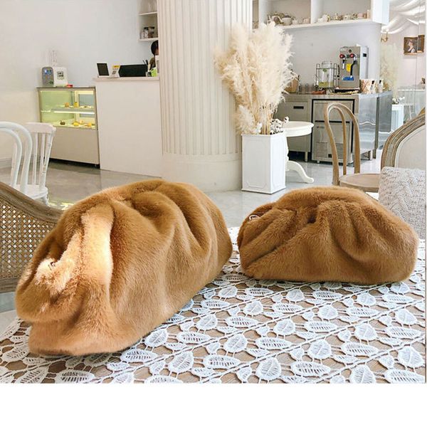 

2019 winter fashion casual style women bags the pouch cloud bag solid handbag villus day clutch leopard shoulder strap