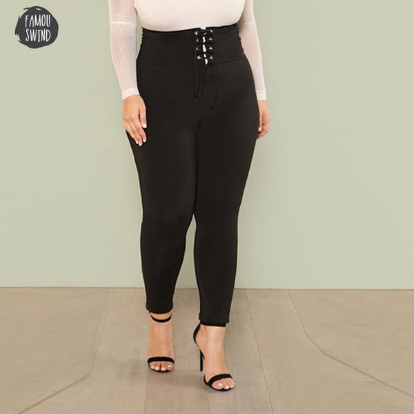 

plus size black leggings lace up waistband skinny female new fitness sports pants women for women pants