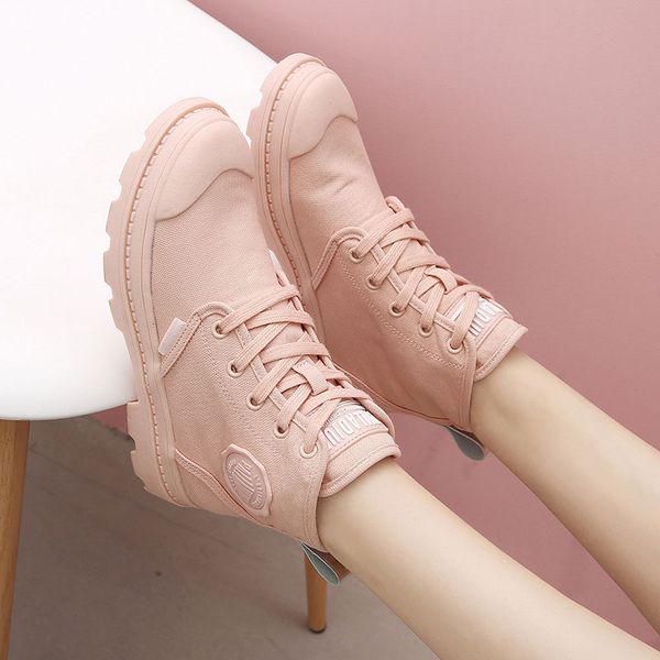 

casual shoes woman 2019 winter shoes women boots solid lace-up breathable canvas boots ankle women, Black