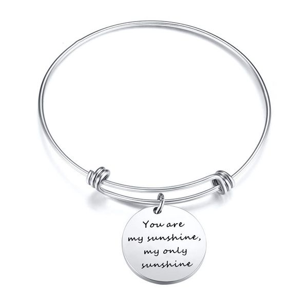 

adjustable wire bracelet "you are my sunshine ,my only sunshine . "stainless steel bracelet for women jewelry, Black