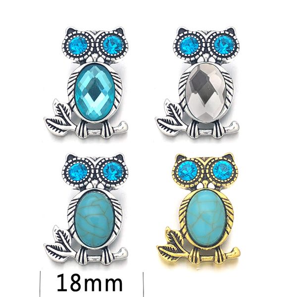 

горячие owl w394 кристалл 3d 18мм 20мм металла snap кнопки для ожерелье браслет сменная ювелирных изделий женщины accessorie выводы