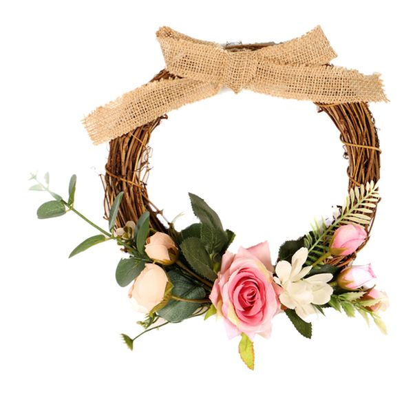 

for halloween decor handmade rattan ring artificial camellia wreath home decor