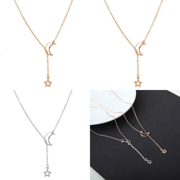 

originality concise moon stars necklace joker clavicle chain necklace fine necklace gold pendant crystal heart goodwood necklaces wholesale, Silver