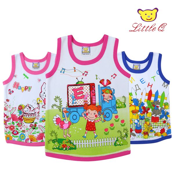 

summer girls and boys 3 pieces/lot 100% pure cotton children summer sleeveless shirts baby clothes kids 2019 little q suits, White;black
