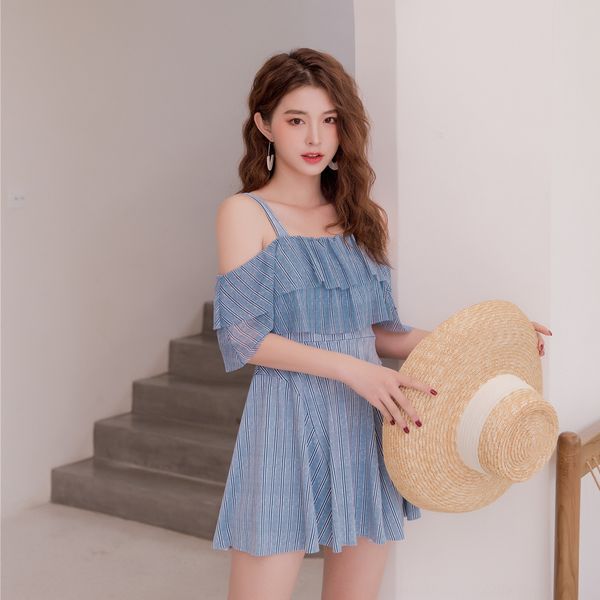 

5hflz 2020 one-piece women's conservative belly-covering slim ins style spring swimming 2020 one-piece swim women's conservative s, White;black