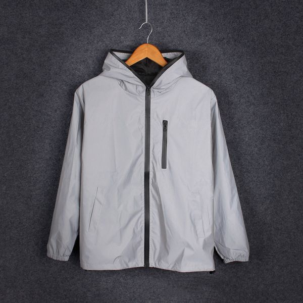

mens reflective hoodie biker coat boys travel hip hop sport waterproof night running fk88, Black;red
