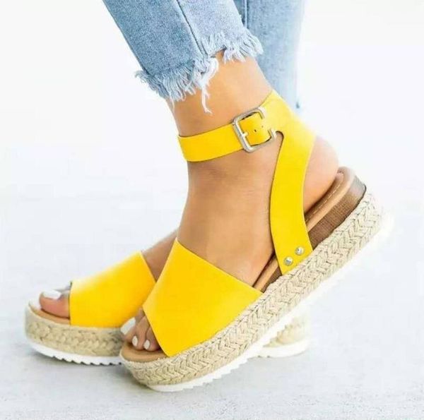 

summer shoes women's buckle platform open toe leopard print sandals plus size, Black