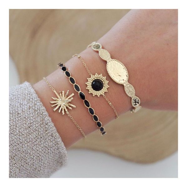 

простые женщины браслеты овальный нерегулярное black bead геометрическая открытие золотой браслет изысканный пром партии ювелирные аксессуар