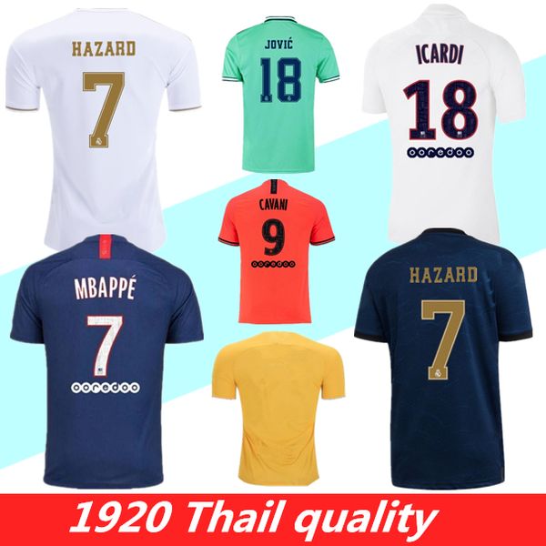 

19 20 real madrid soccer jersey mbappe asensio hazard paris football shirt 2019 2020 cavani camiseta de fÃºtbol marcelo maillot de foot, Black;yellow