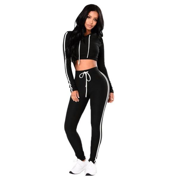 

perimedes women ladies sports suit pullover hoodies sweatshirt +pants sport wear sets sport suit women #g35, Black;blue