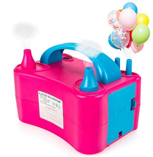 Gonfiatore per palloncini elettrico portatile a doppio ugello con pompa elettrica per palloncini per la decorazione di feste di compleanno di nozze Forniture REGALO rosa