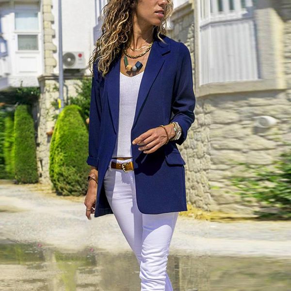 

женщины блейзер повседневный карман осень slim fit твердые длинные рукава верхняя одежда офис отложной воротник весна, White;black