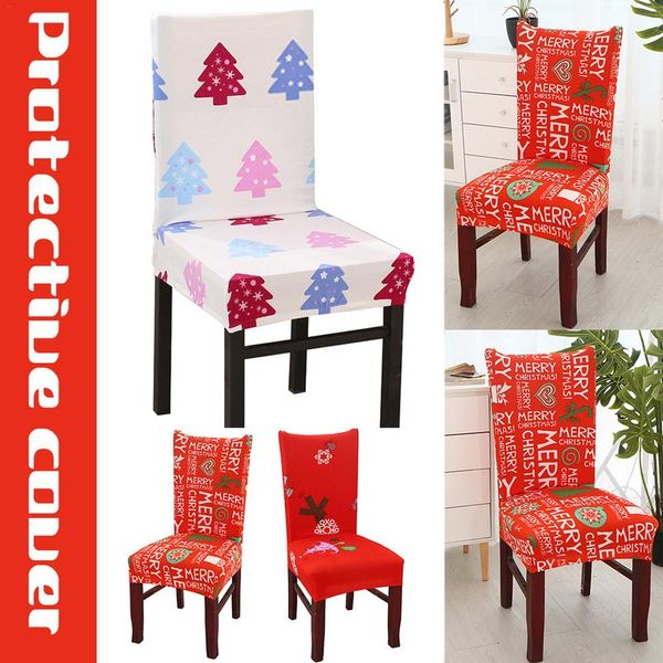 Christmas Print Stretch Cadeira Capa Assento Cobre Slipcovers Hotel Banquet Housse de Chaise Polchair Elastic Escritório Cadeira