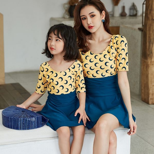 

hipster children's swimming suit cute baby parent-child one-piece swimsuit spring holiday sunscreen quick-drying swimsuit, White;black