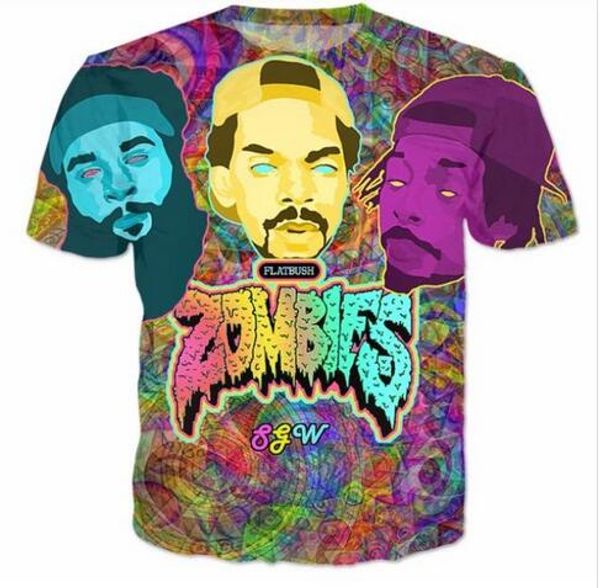

summer style men women fashion short sleeve flatbush zombies funny t-shirts the 3d print casual t shirts ql034, White;black