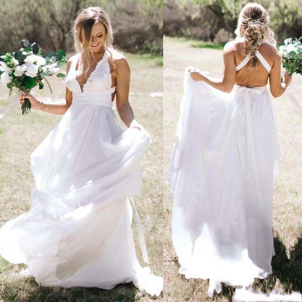 Discount 2020 Western Country Bohemian Garden Wedding Dresses Sexy