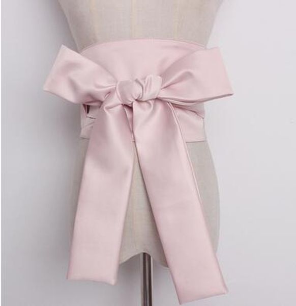 

women's runway fashion bow satin cummerbunds female dress coat corsets waistband belts decoration wide belt r1802, Black;brown