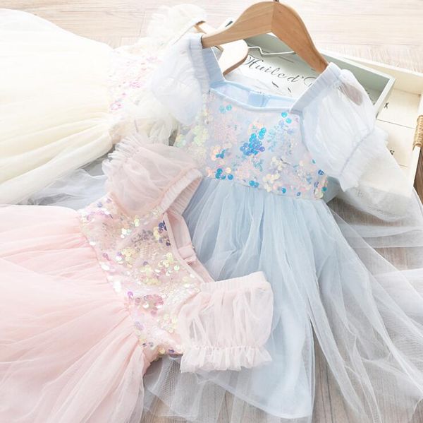 

2020 summer children baby fairy sequined mesh dresses , girls princess sweet clothes 5 pcs/lot, wholesale, Red;yellow