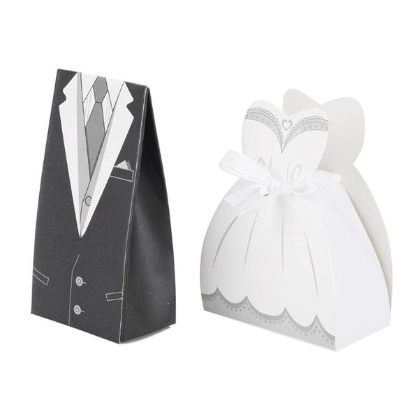 

50pcs bride groom dress candy boxes wedding favors bags gift party supplies