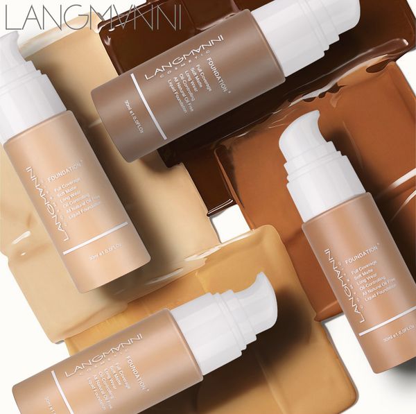 Langmanni Full Coverage Foundation Soft Matte Oil Control Fondotinta a lunga tenuta Tutto il trucco naturale per il viso senza olio per la pelle grassa