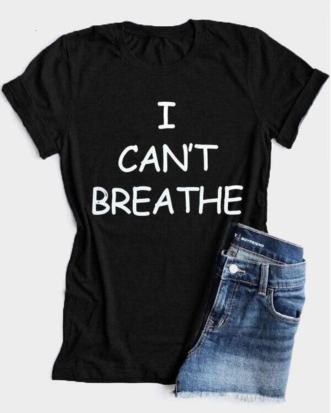 

pure cotton t-shirt i can't breathe short-sleeved letter t-shirt, Gray;blue