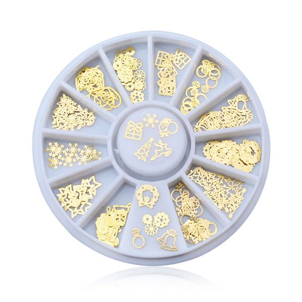

new 3d gold metal christmas nail art decoration slice stickers decal foil wheel, Black