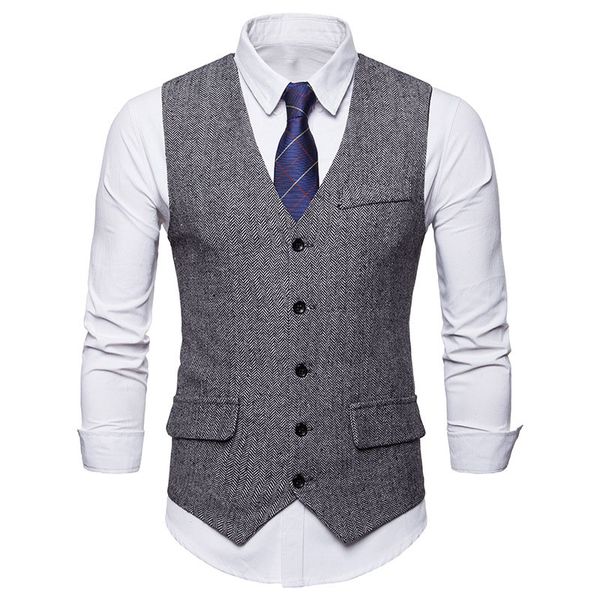 

fashion single breasted woolen suit vest men 2018 autumn new sleeveless wool vest waistcoat men business wedding vests for, Black;white