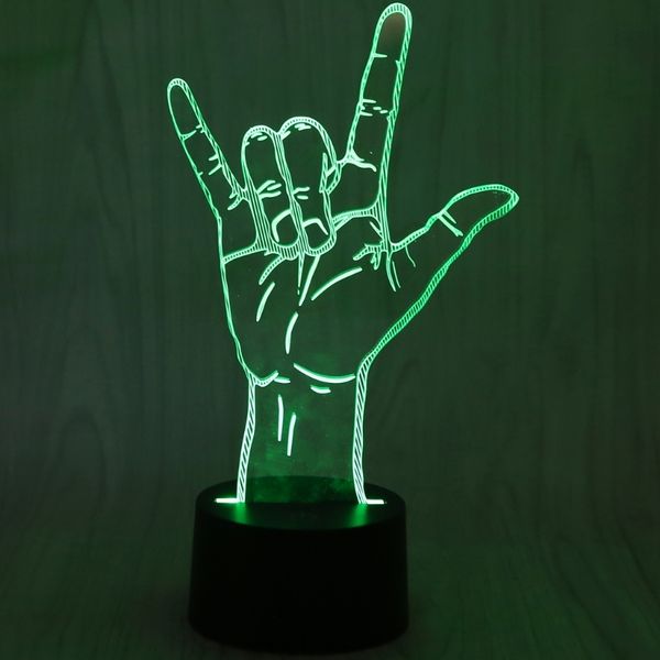 

usb novelty 7 colors i love you sign language led night light 3d desk table lamp