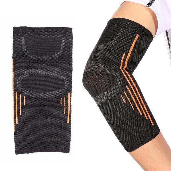 

outdoor sport elbow support sleeve elbow protector volleyball tennis arm brace elbows pads protector elastic sports safety brace, Black;gray